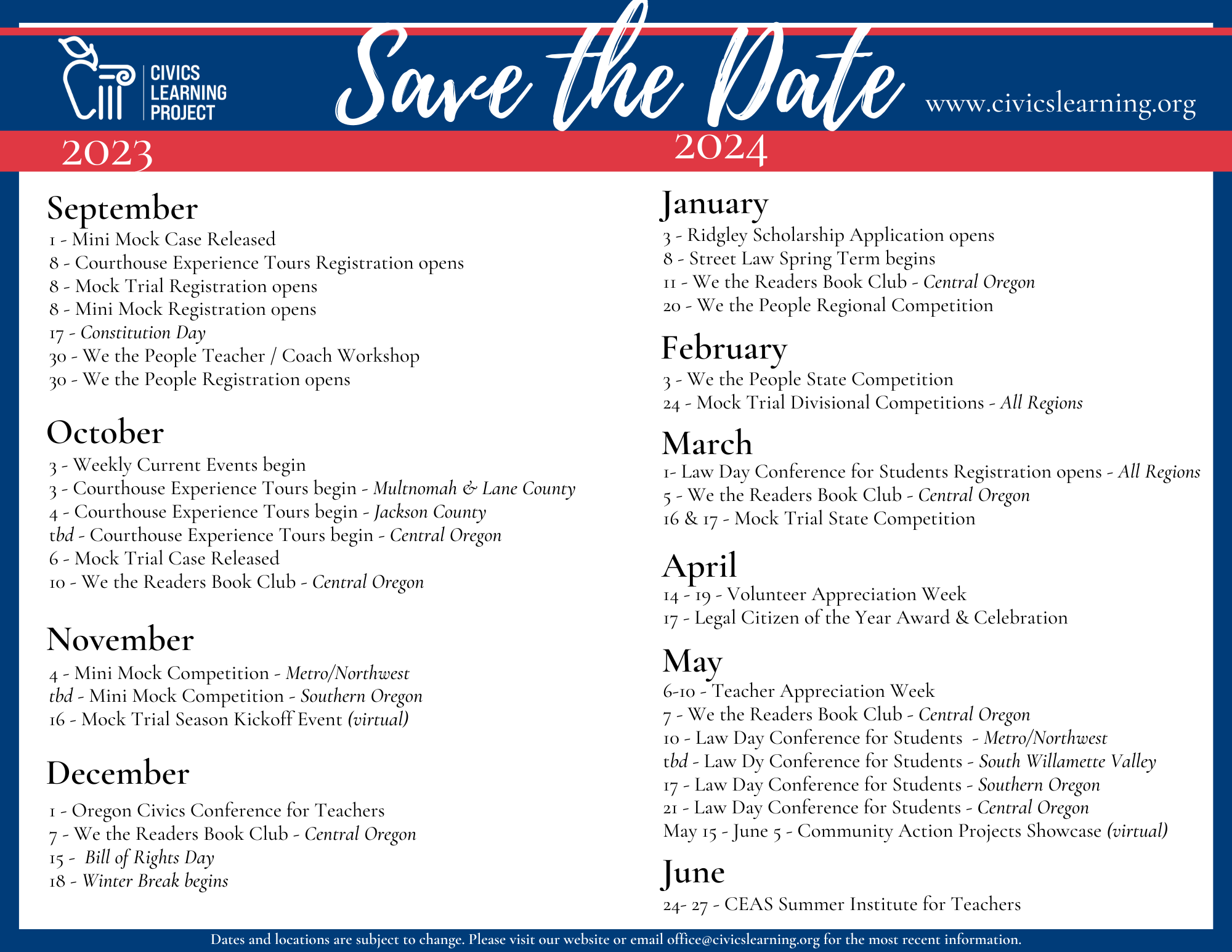 2023-24 At-A-Glance Calendar - Civics Learning Project